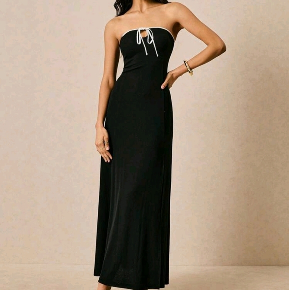 Dresses & Skirts - Women's Tie Front Bandeau Long Dress Women Long Dresses